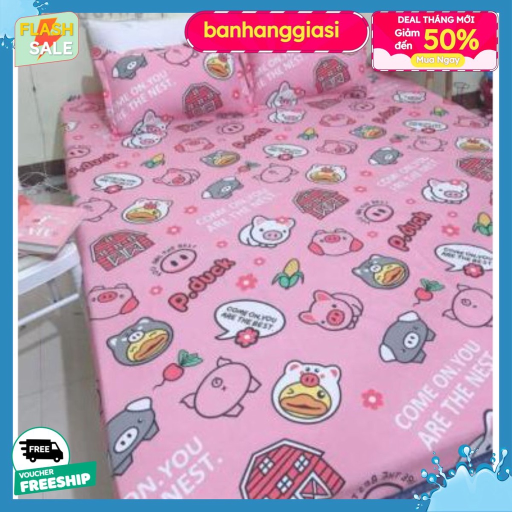 Shop xả kho 600 Bộ ga gối set 3 món poly 1m6 được chọn mẫu-Free ship