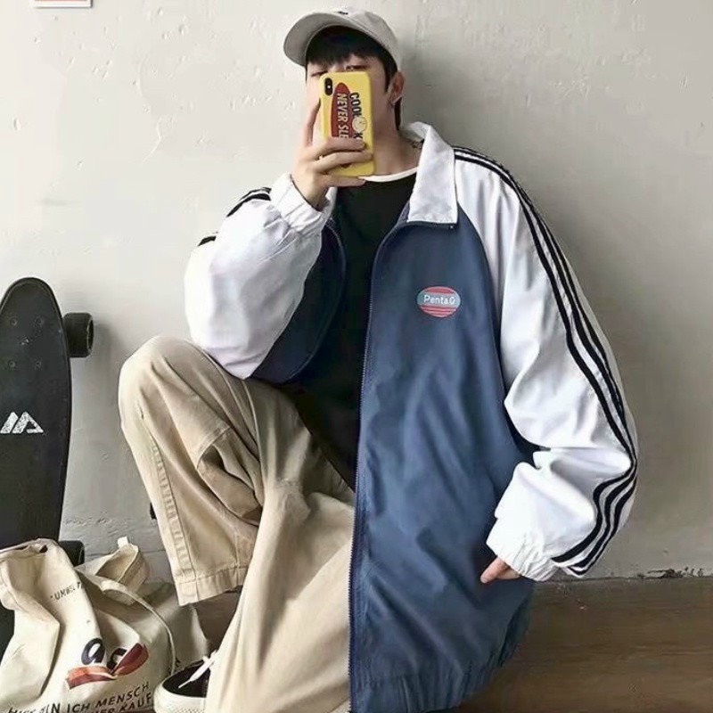 ÁO KHOÁC NAM CỔ CAO PHỐI TAY CHẠY SỌC IN HỌA TIẾT FOM RỘNG CHỐNG NẮNG CẢN GIÓ ĐI MƯA CAO CẤP