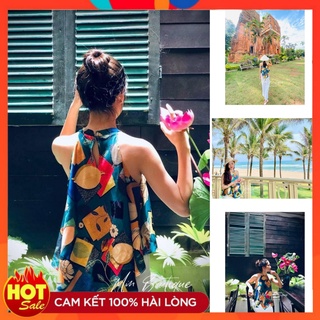 Set áo yếm thổ cẩm mix quần ống rộng siêu xinh