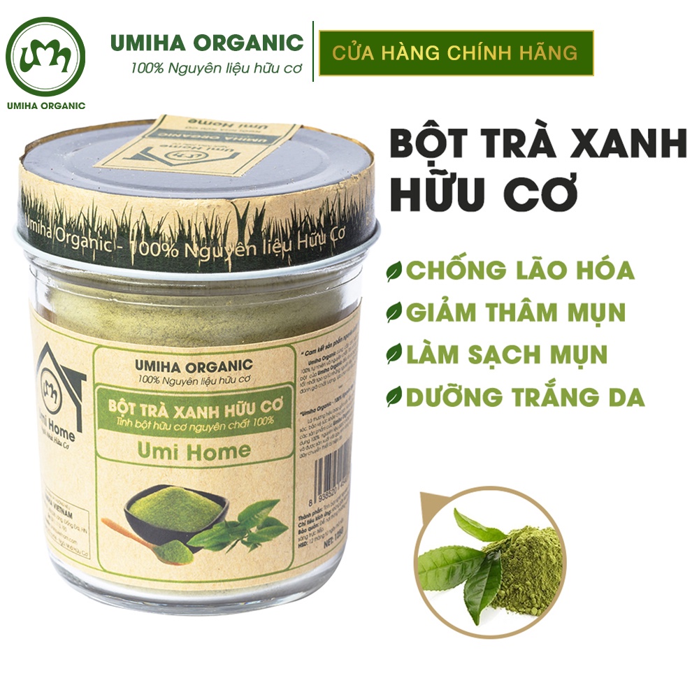 Bột Trà Xanh đắp mặt nạ hữu cơ UMIHA nguyên chất | Green Tea Powder 100% Organic 135g