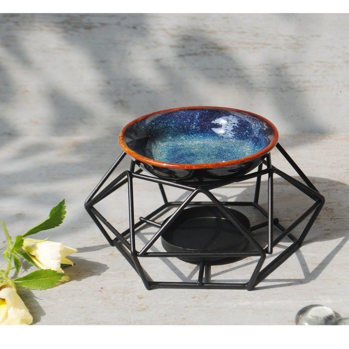 ♤﹉Đèn Xông Tinh Dầu Chân Sắt Dáng Kim Cương Đốt Bằng Nến Tealight Sang Trọng - Better Life