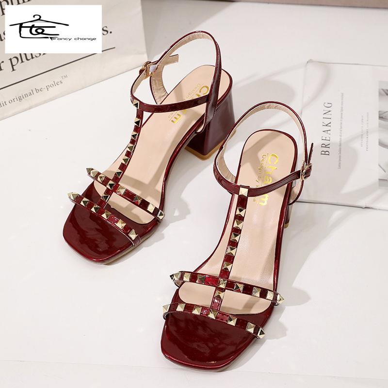 Giày Sandal Cao Gót Đế Dày Khóa Gài Phong Cách Thời Trang Mùa Hè Dành Cho Nữ 2022