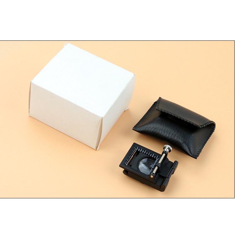 Kính lúp 10X có đèn LED kính lúp cầm tay soi mật độ sợi vải, có thước đo mật độ vải chính xác (HÀNG LỌAI 1} -KL01