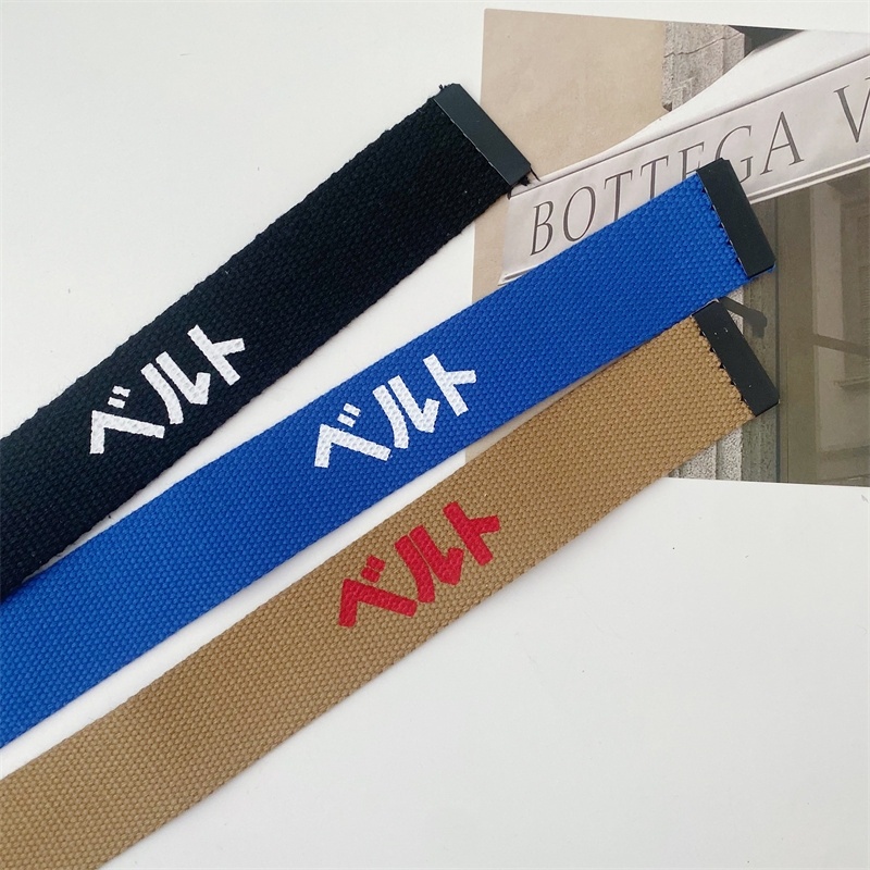 Thắt Lưng Vải canvas Hai Vòng Khóa In Chữ Phong Cách Hàn Quốc Thời Trang
