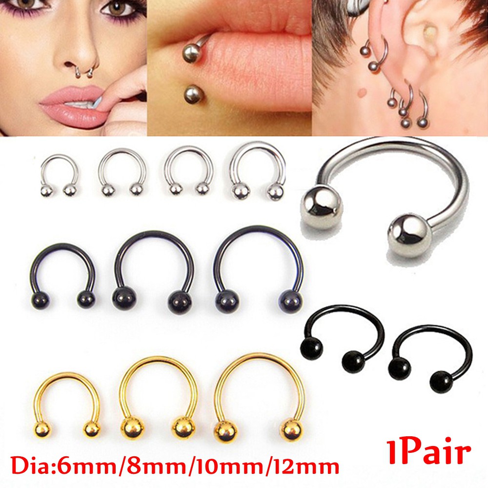 Khuyên xỏ cơ thể/ tai/ mũi/ môi 16 gauge bằng thép không gỉ phong cách hiphop thời trang cho nam nữ