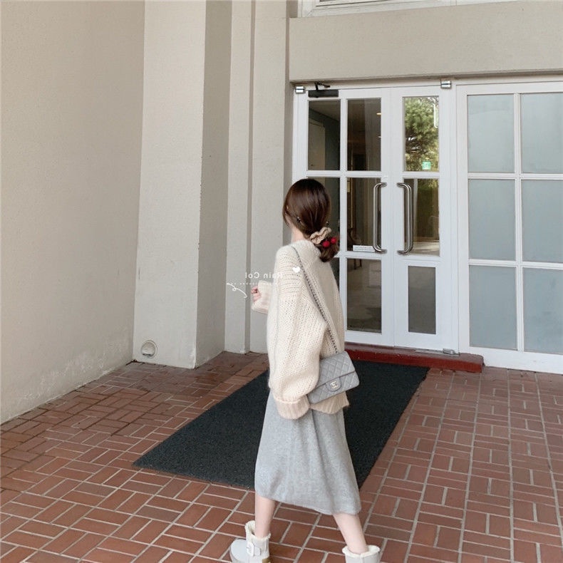 [Linin] Đầm Dệt Kim Dáng Dài Qua Gối Phong Cách Mới Thu Đông Dành Cho Nữ
