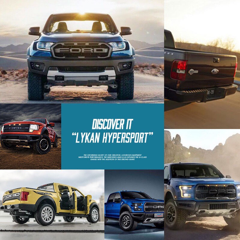 Ford Raptor F150 Mô hình ô tô hợp kim Đồ chơi trẻ em xe bán tải kéo lùi <