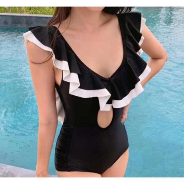 Đồ bơi nữ kín đáo 💝QUEEN BIKINI💝 Bikini 1 mảnh Quảng châu Đồ bơi kín đáo Bikini váy bèo liền thân BIK15 😘 ་