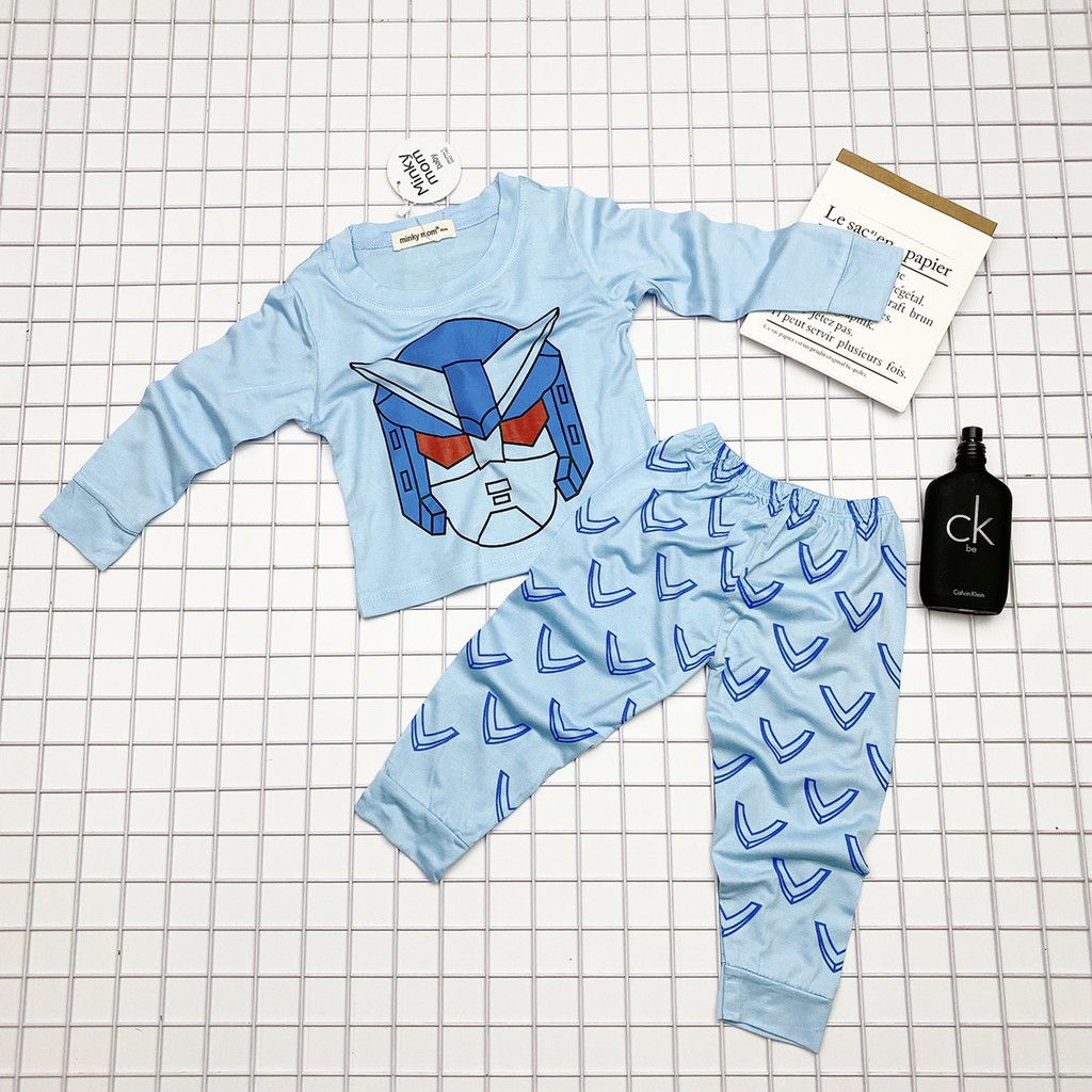 [SALE] Bộ Dài Tay Cho Bé Trai, Bé Gái Minky Mom Vải Thun Lạnh In Hình Siêu Nhân, Quần Áo Thu Đông Cho Bé MKMTD2120