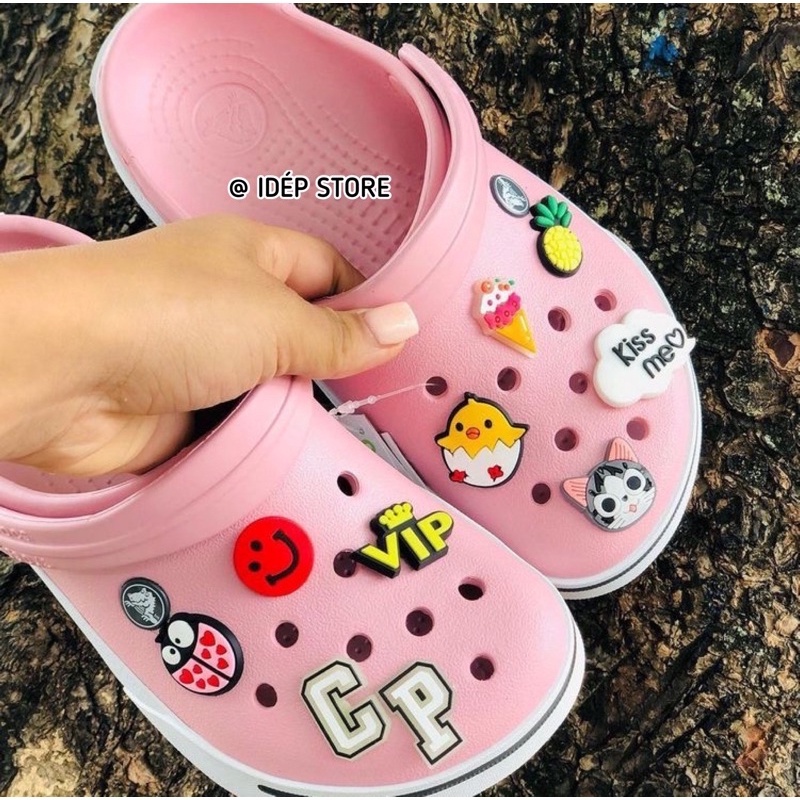 Dép Cross Sọc Unisex tặng 6 sticker (Form lớn)- Giày sục lười nam nữ đi mưa siêu nhẹ Maipy- SL020