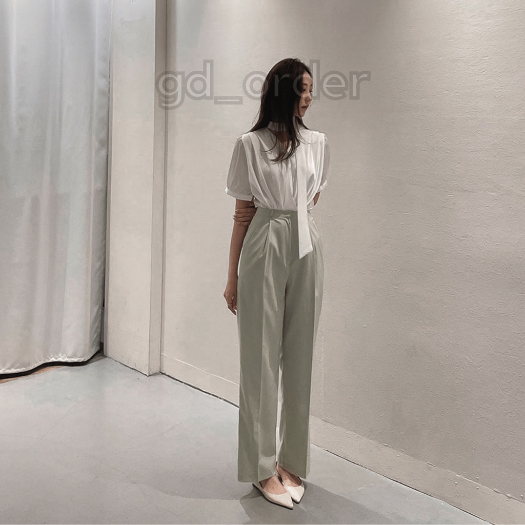 A15|Áo sơ mi nữ công sở kiểu hàn quốc chất lụa cao cấp kèm đai dây cổ gd_order