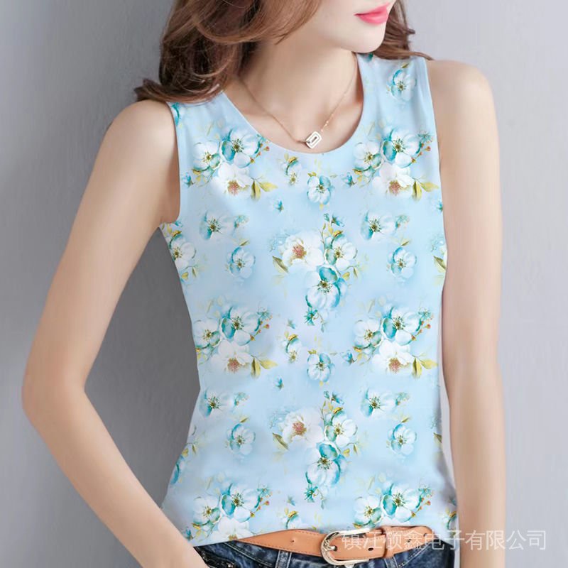 Áo Thun Lụa Lạnh Không Tay In Họa Tiết Phong Cách Mới Dành Cho Nữ