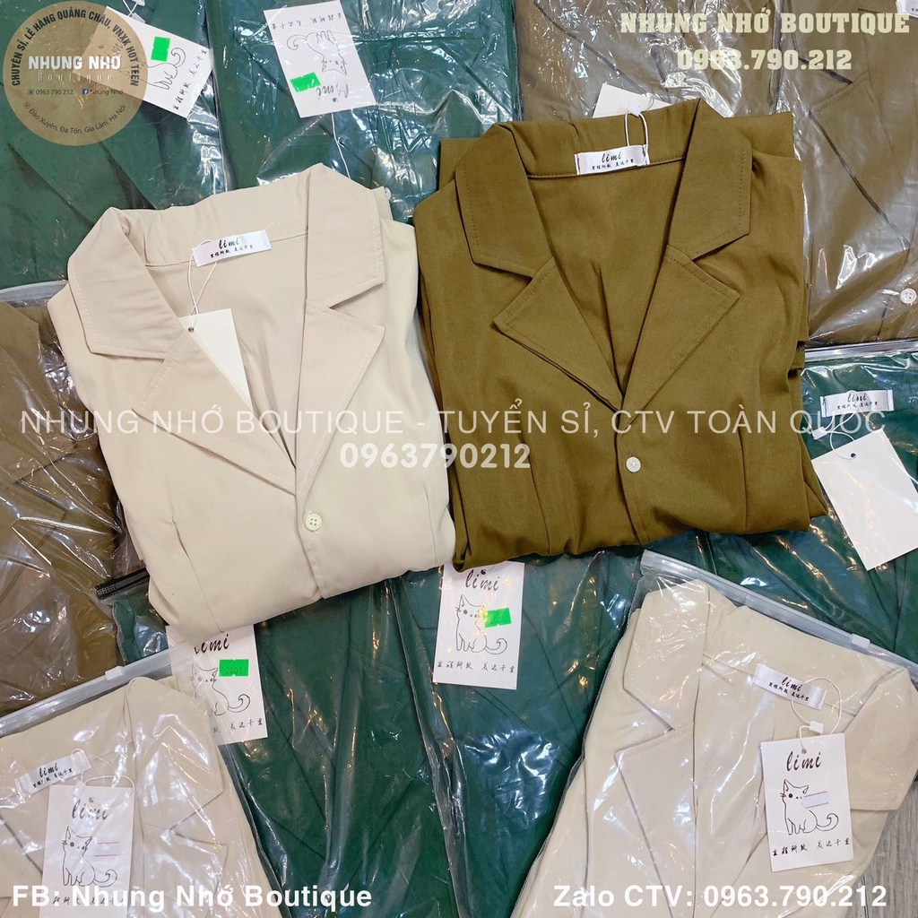 Váy sơ mi cổ vest dáng chữ A lưng chun / Đầm thô chữ A A9501N Nhung Nhớ