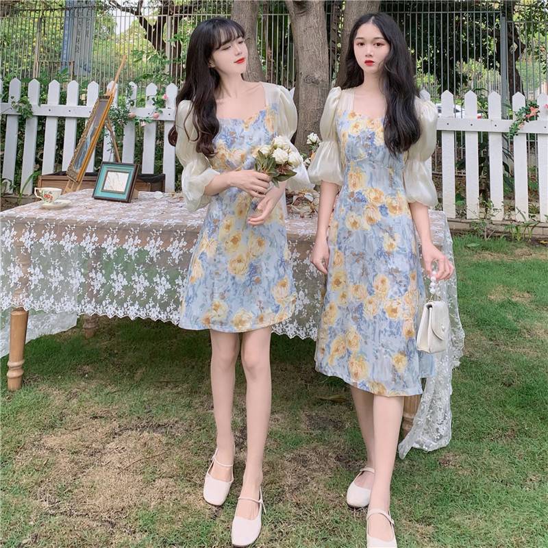 Đầm ôm tay ngắn in hoa thời trang mùa hè 2022 thời thượng | BigBuy360 - bigbuy360.vn