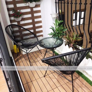 [Hỏa Tốc HCM] Bộ Bàn Ghế Ban Công Mây Nhựa Acapulco - Bàn Ghế Ban Công Mây Nhựa Thư Giãn 1 Bàn 2 Ghế