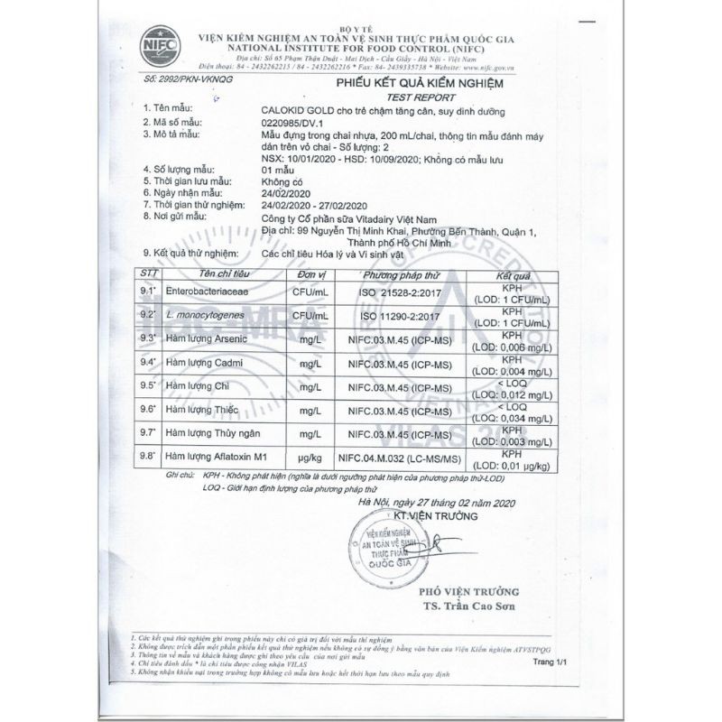 sữa pha sẵn calokid 110ml