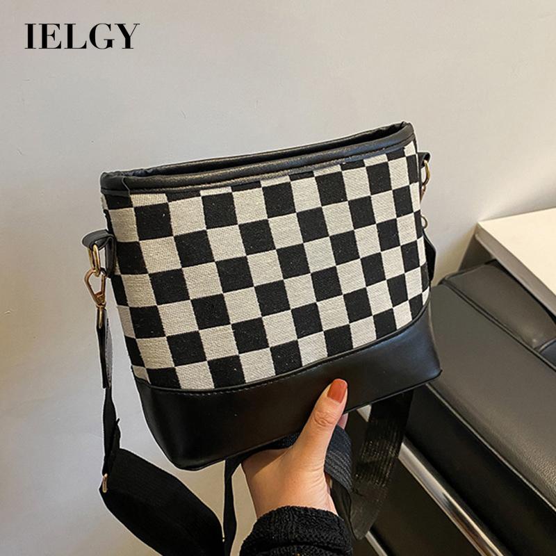 Túi đeo chéo vai bằng vải họa tiết caro thời trang sành điệu cho nữ