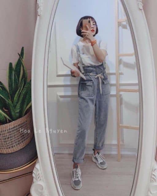 Quần yếm bò rút eo, kèm ảnh thật | BigBuy360 - bigbuy360.vn