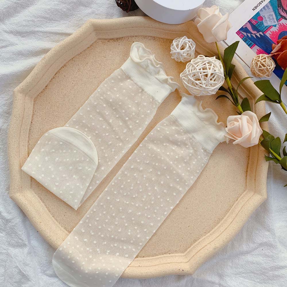 Vớ Cổ Cao Trong Suốt Thoáng Khí Họa Tiết Dâu Tây Dễ Thương Phong Cách Lolita Nhật Bản Cho Nữ | BigBuy360 - bigbuy360.vn