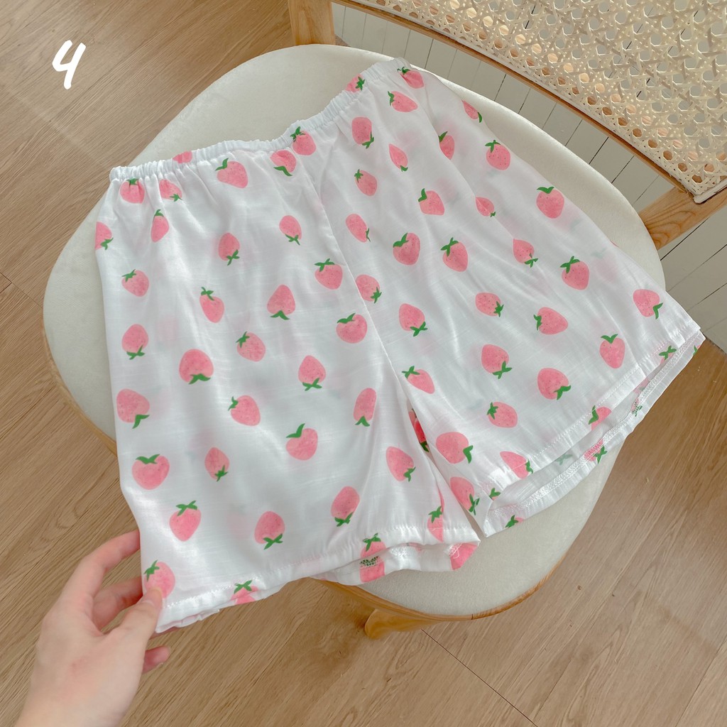 Quần short đùi ngủ hoạ tiết nhiều màu form rộng (Ảnh thật)