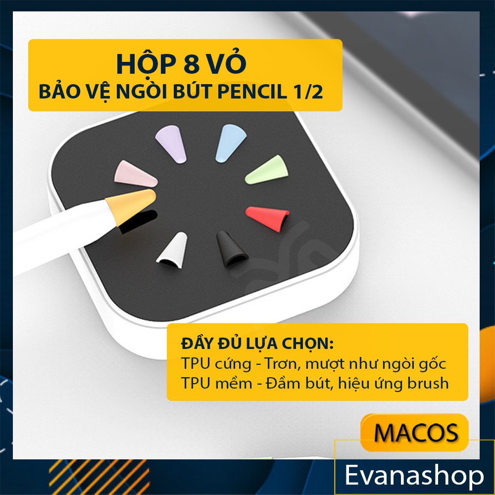 Vỏ bọc bảo vệ đầu ngòi Apple Pencil 1 2 bằng silicon/TPU cao cấp chống trượt hỗ trợ vẽ paperlike (AP14)