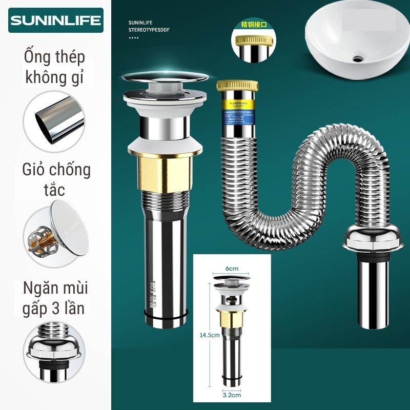 Xi phông chậu rửa mặt, bộ xả lavabo inox Suninlife