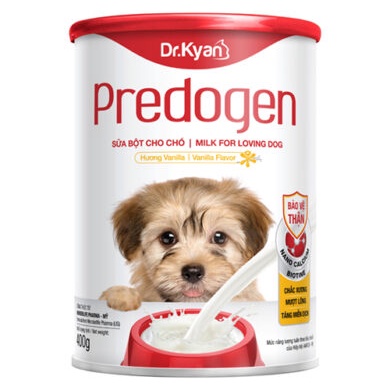 Sữa bột cho chó Dr.Kyan Predogen hương Vanilla hộp giấy 110g và lon thiếc 400g