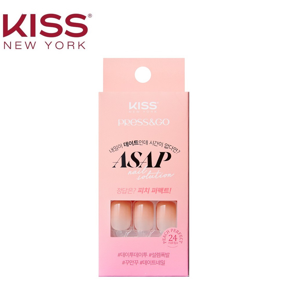 Bộ 24 Móng Tay Gel Tự Dán Press & Go Kiss New York Nail Box - Peach Perfect (KKPA02KA)