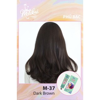 Kem nhuộm tóc phủ bạc MOLOKAI màu nâu đen M-37 chiết suất từ thiên nhiên tặng kèm trợ oxy dưỡng 60ml