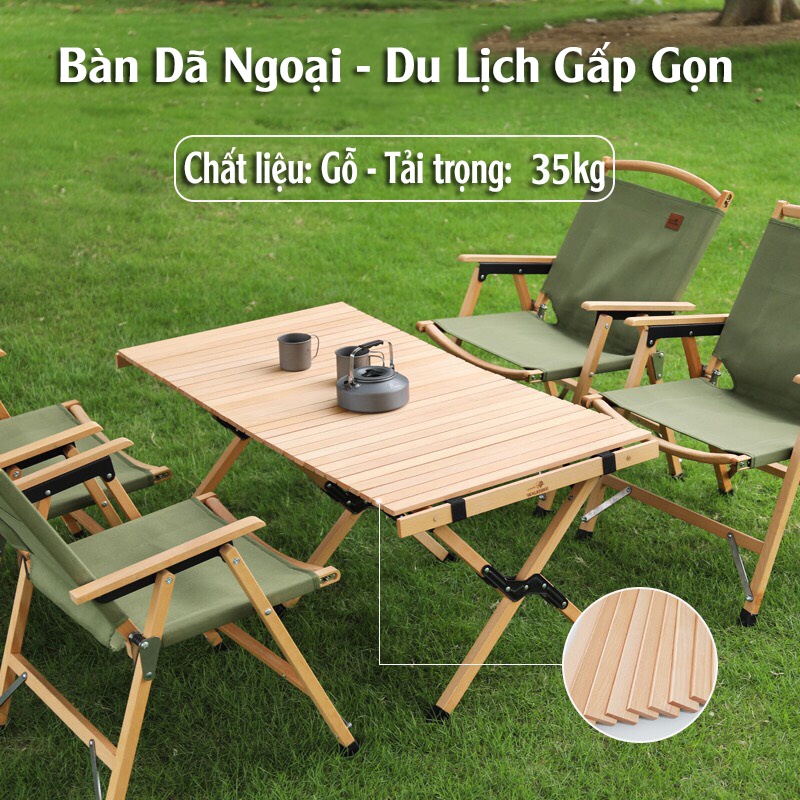 Bàn Gỗ Dã Ngoại Gấp Gọn - Bàn Xếp Gọn Du Lịch Cắm Trại Đa Năng Mountainhiker Bằng Gỗ Tải Trọng 35kg