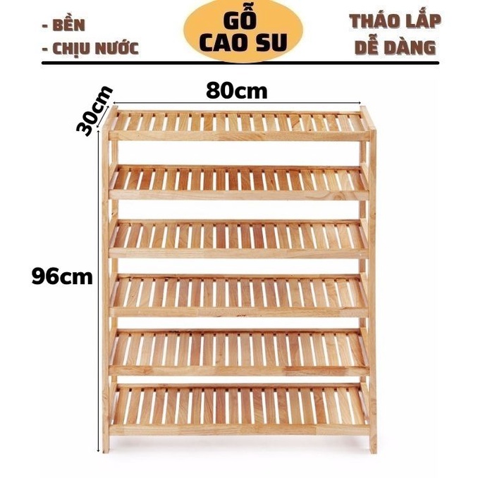 Kệ để giày 6 tầng SEA DECOR gỗ cao su tự nhiên siêu bền, đẹp mắt, chống mối mọt, phù hợp với mọi gia đình