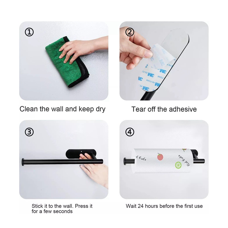 Nuserw Giá Treo Cuộn Giấy Vệ Sinh Hai Thanh Đôi Tự Dính Bằng Thép Không Gỉ Nâng Cấp Cho Nhà Bếp