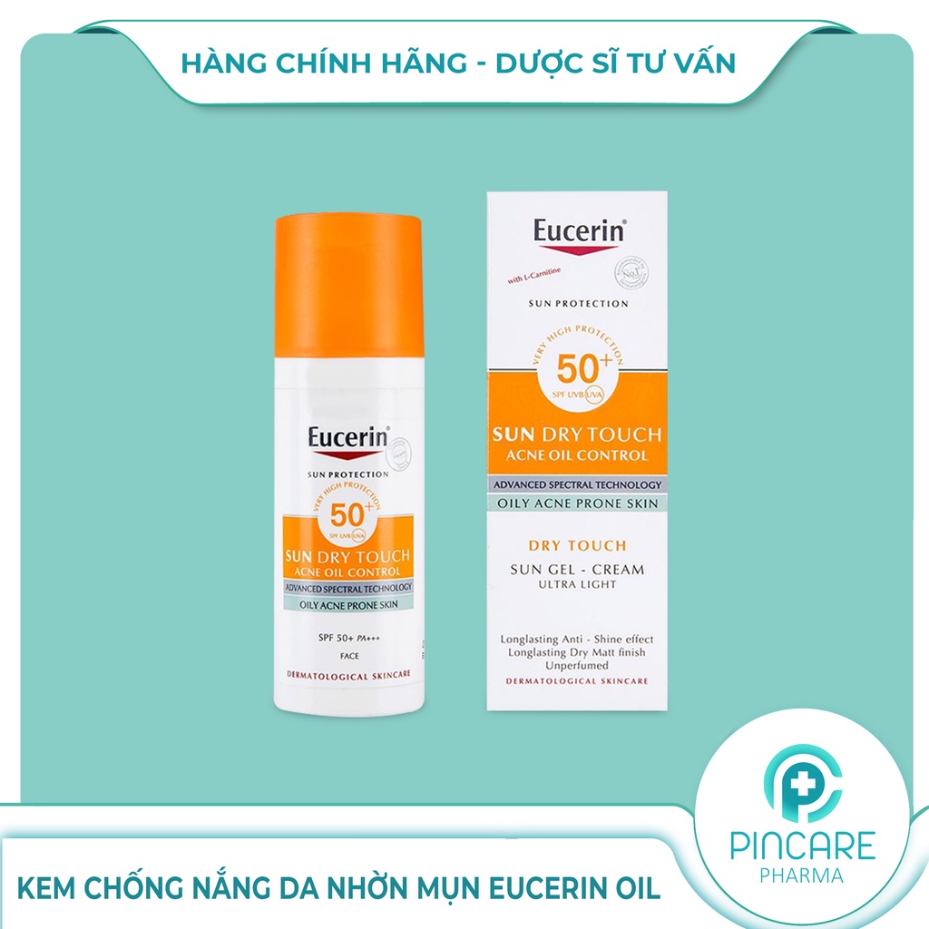 Kem Chống Nắng Eucerin Oil Control Dry Touch SPF 50+ Cho Da dầu Mụn 50ml - Hàng Chính Hãng - Nhà Thuốc PinCare