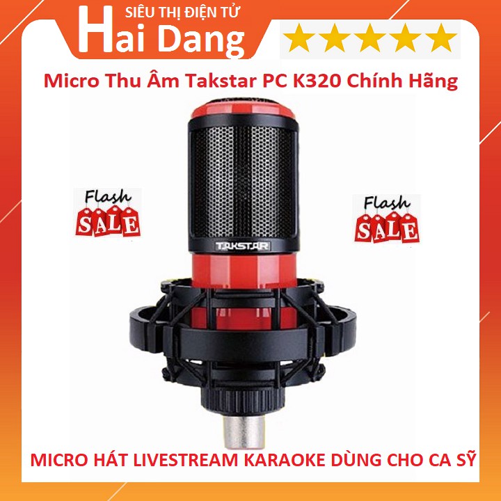 Micro K320, Tặng Dây Mic Canon Mic Hát Live Stream Hát Karaoke, Thu Âm Chuyên NghiệpTakstar PC K320 Bảo Hành 6 Tháng