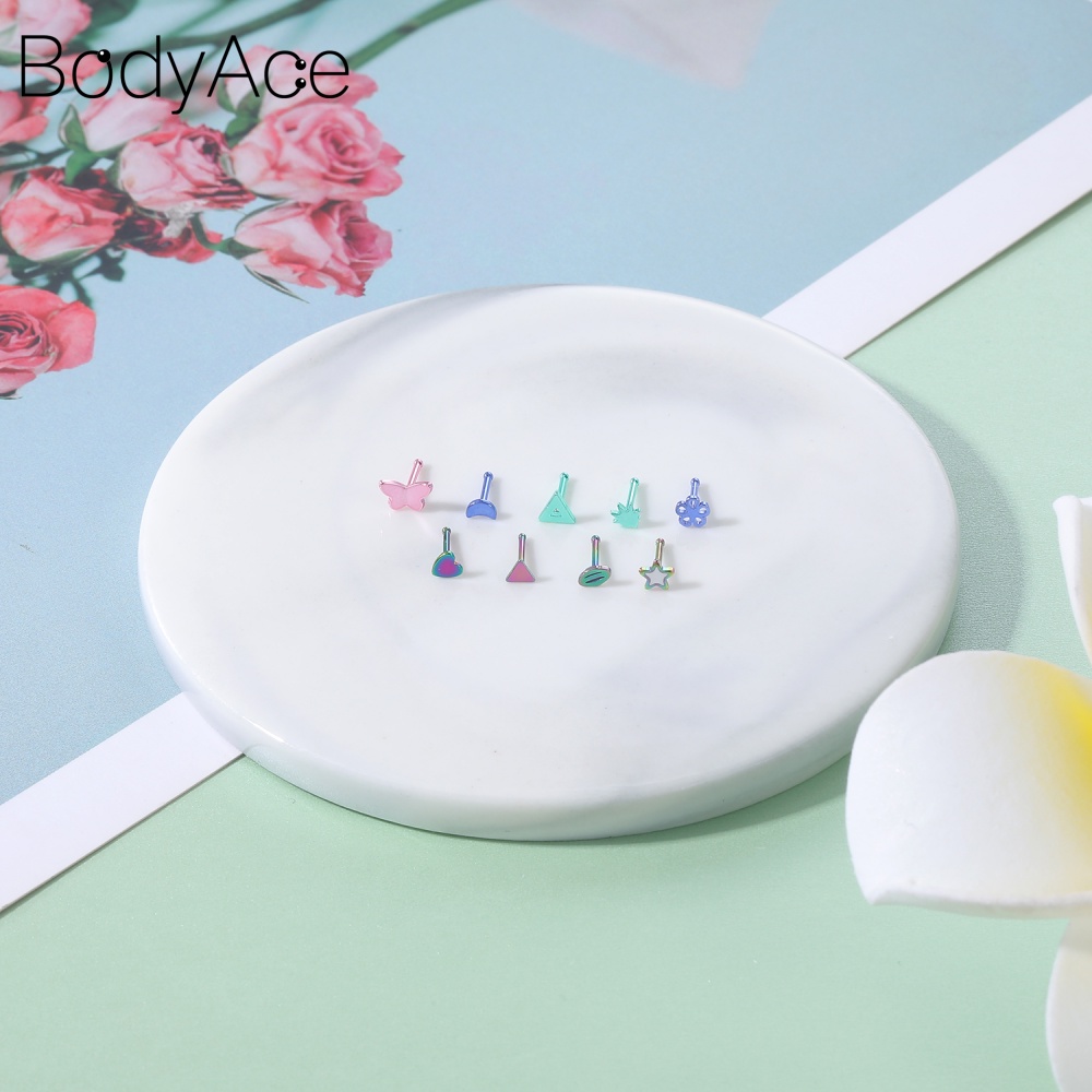 1 Khuyên Mũi Hình Bướm Nhiều Màu Bằng Thép Không Gỉ