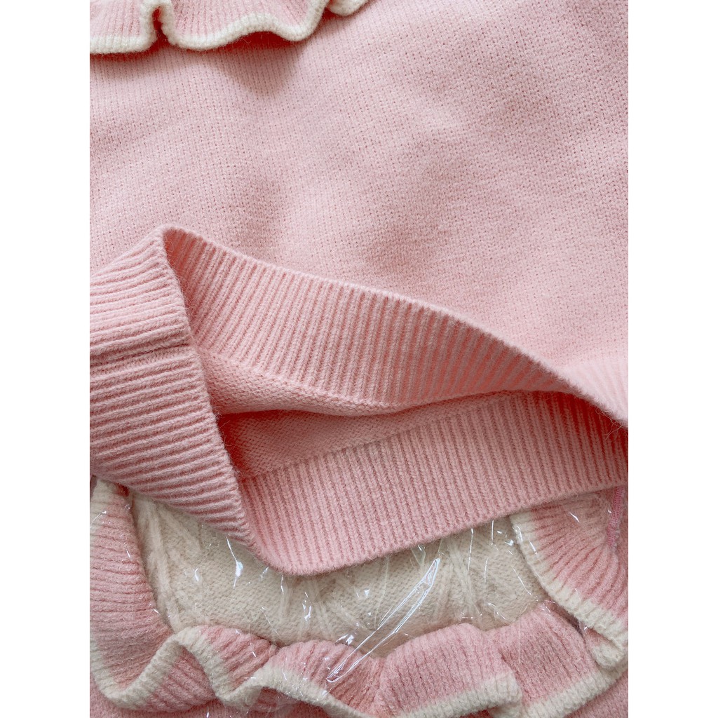 Áo len bé gái phối bèo size đại 8-12 tuổi