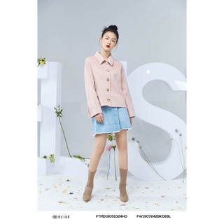 Aó dạ lông cừu hồng đai gấu thiết kế elise ftmd19051024ho