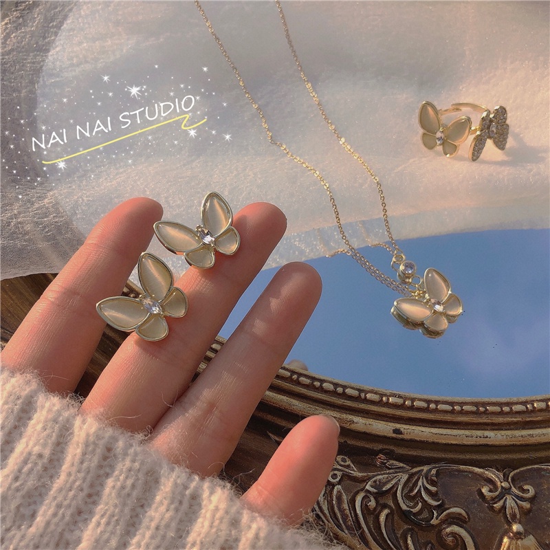 iF YOU Vòng cổ/ Khuyên tai   phối ngọc trai giả phong cách Hàn Quốc thời trang đơn giản dành cho nữ