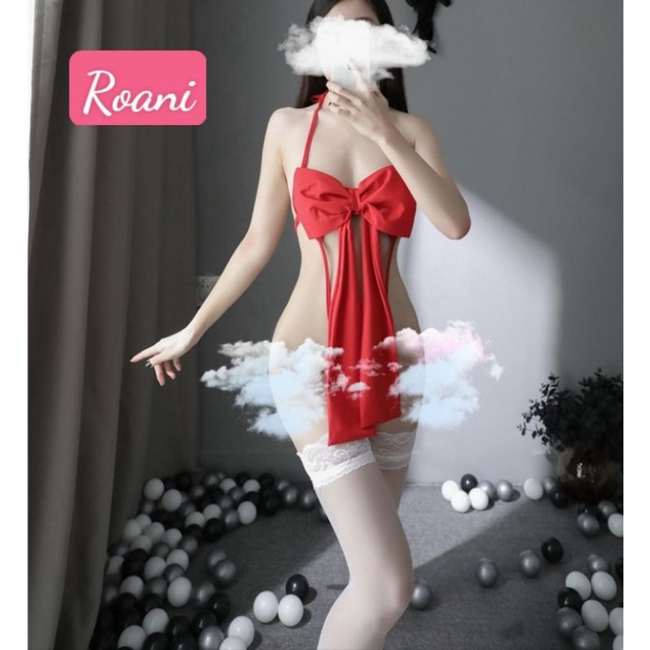 Đồ lót cosplay nơ to đồ ngủ sexy kèm tất vớ chân