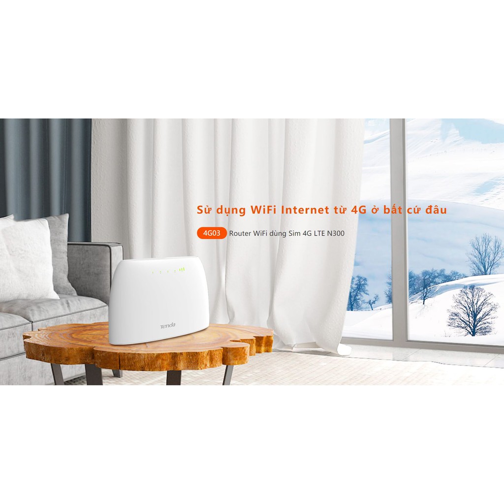Bộ Phát Wifi 4G LTE Tenda 4G03 Có Cổng Lan Chuẩn N300 - Hàng Chính Hãng