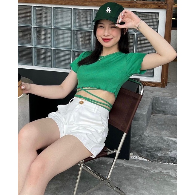 Áo croptop cộc tay dây eo hàng chuẩn l1 Cuastore.vn