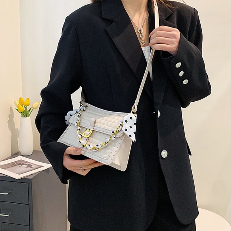 IELGY Túi Đeo Vai Hình Vuông Cỡ Nhỏ Vải Lụa Phối Dây Xích Thời Trang Cho Nữ