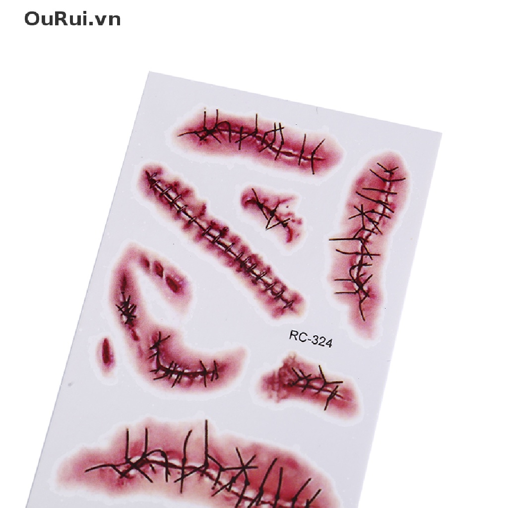 Bộ 5 Hình Xăm Dán Vết Thương Kinh Dị Dùng Hóa Trang halloween