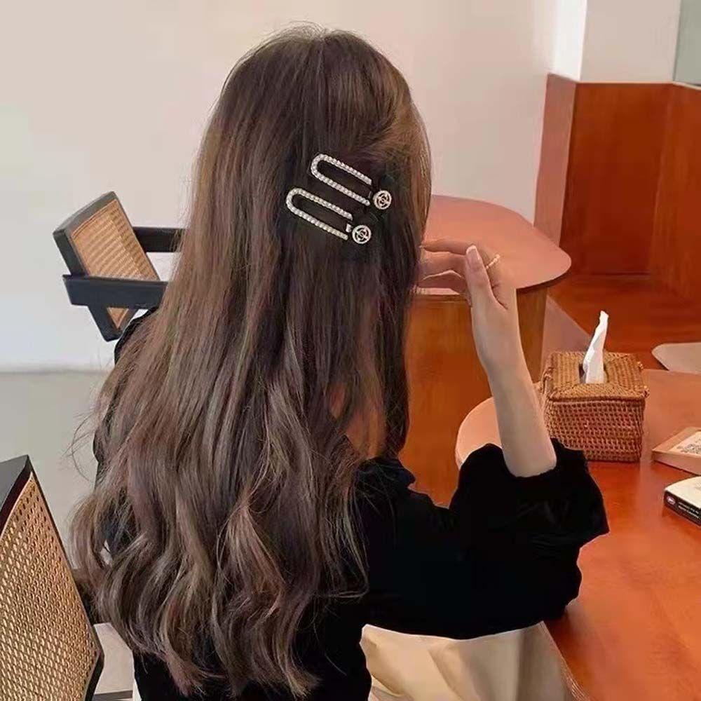 ANEMONE Kẹp Tóc Nơ / Giọt Nước Màu Đen Thanh Lịch Cho Nữ