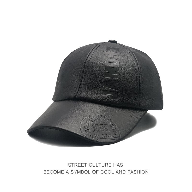 Mũ lưỡi trai da PU họa tiết chữ thời trang thu đông phong cách Âu Mỹ