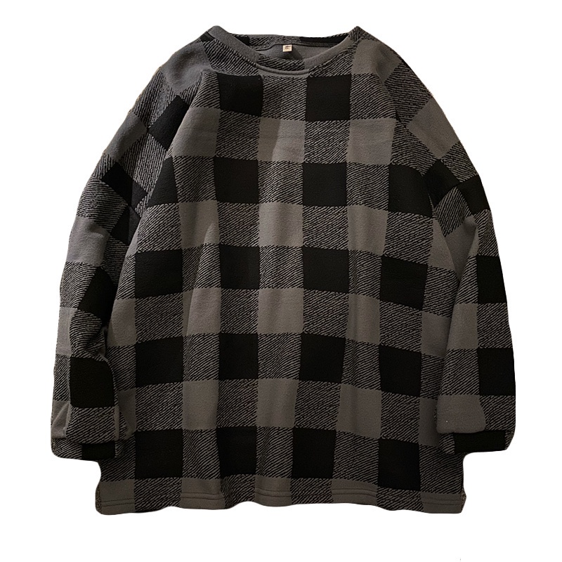 Áo sweater nữ tay dài dáng rộng kẻ sọc caro phong cách Hàn Quốc mới
 | BigBuy360 - bigbuy360.vn