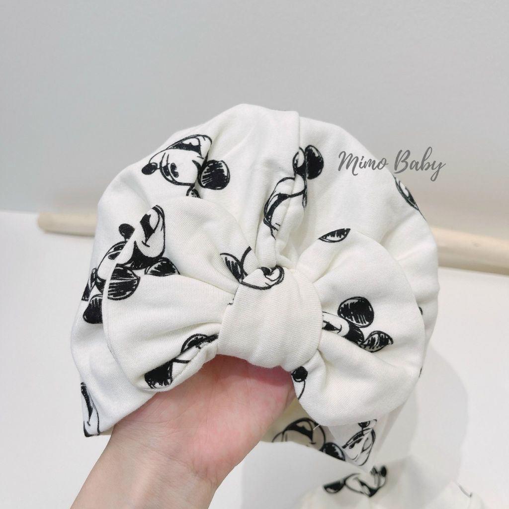 Mũ nón turban cho bé gái họa tiết chuột mickey 5-10kg mimo baby MTB32