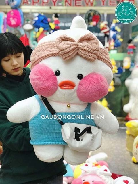 Vịt bông Lalafanfan má hồng siêu kute kích thước 80cm
