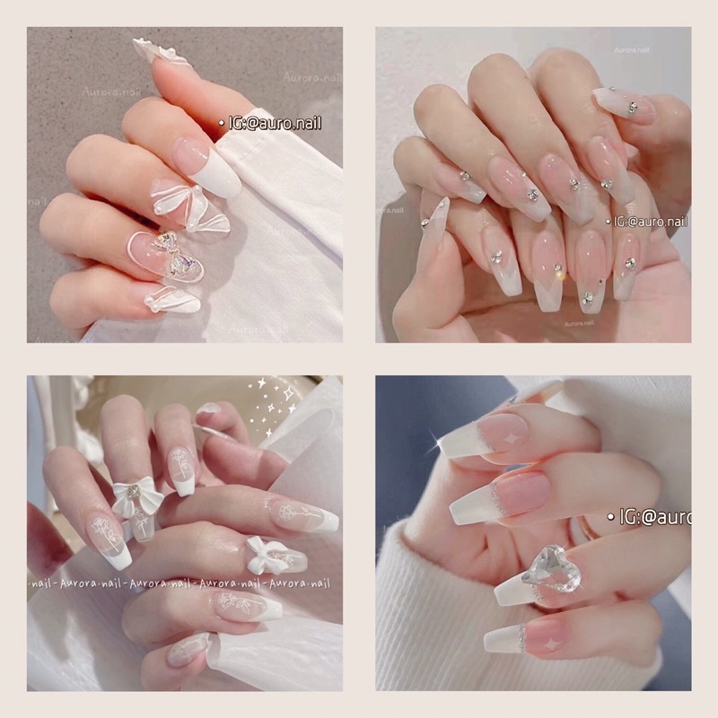 Set nail giả 24 miếng dán móng tay giả nailbox tiện lợi tặng dũa