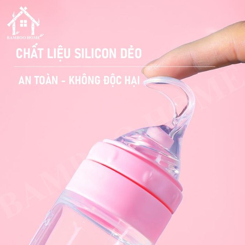 Bình thìa ăn dặm silicon tặng kèm núm nhai chống hóc siêu mềm Sami Nhật Bản